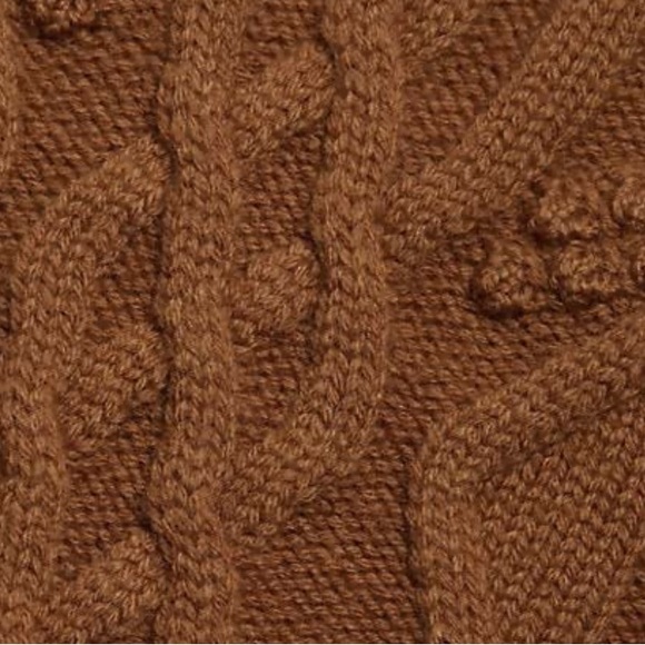 Paige x Anthropologie Raundi Cable Knit M Brown Red Cropped OffShoulder Pullover - Picture 2 of 13